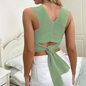 Green tie up shirt, could be worn multiple ways ONE SIZE fits all